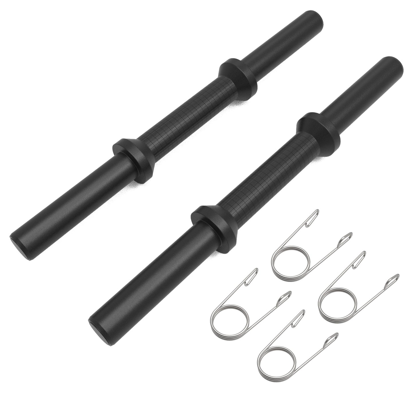 YCZCJJ Olympic Dumbbell Handles, Olympic Dumbbell Bar Barbell for Strength Training, Compatible with 1’’ Standard Plates, 2 Pair of Spring Collars Included