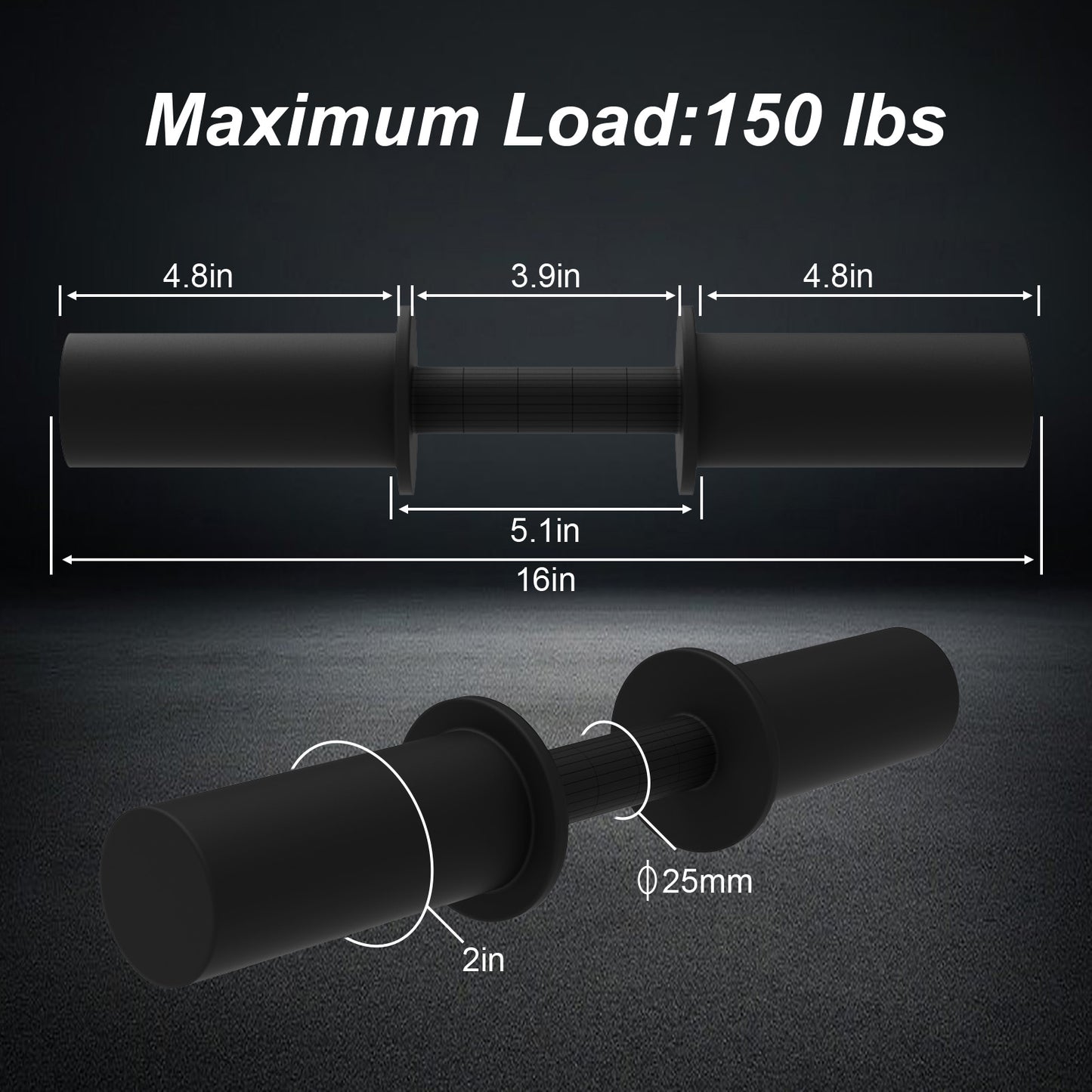 YCZCJJ Olympic Dumbbell Handles, Olympic Dumbbell Bar Barbell for Strength Training, Compatible with 2’’ Standard Plates, 2 Pair of Spring Collars Included