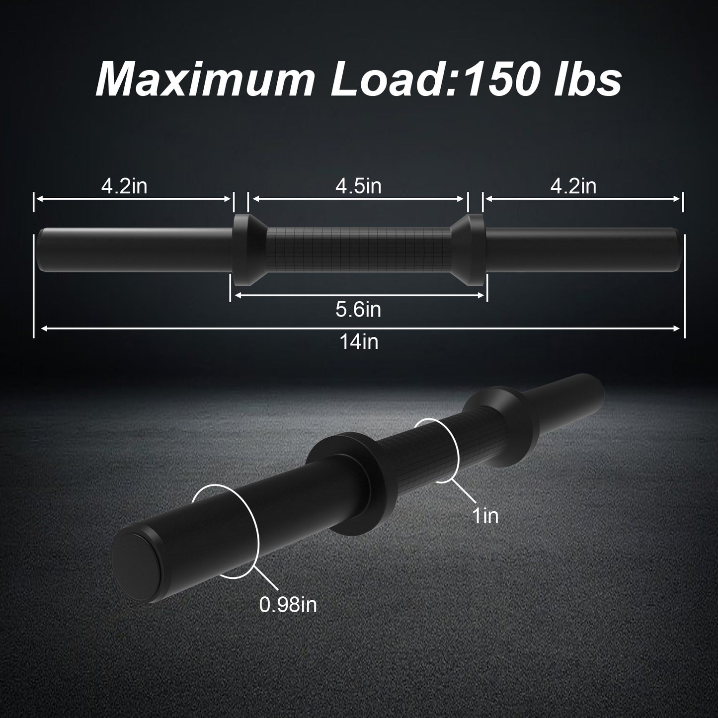 YCZCJJ Olympic Dumbbell Handles, Olympic Dumbbell Bar Barbell for Strength Training, Compatible with 1’’ Standard Plates, 2 Pair of Spring Collars Included