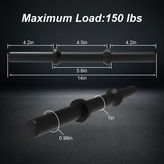 YCZCJJ Olympic Dumbbell Handles, Olympic Dumbbell Bar Barbell for Strength Training, Compatible with 1’’ Standard Plates, 2 Pair of Spring Collars Included