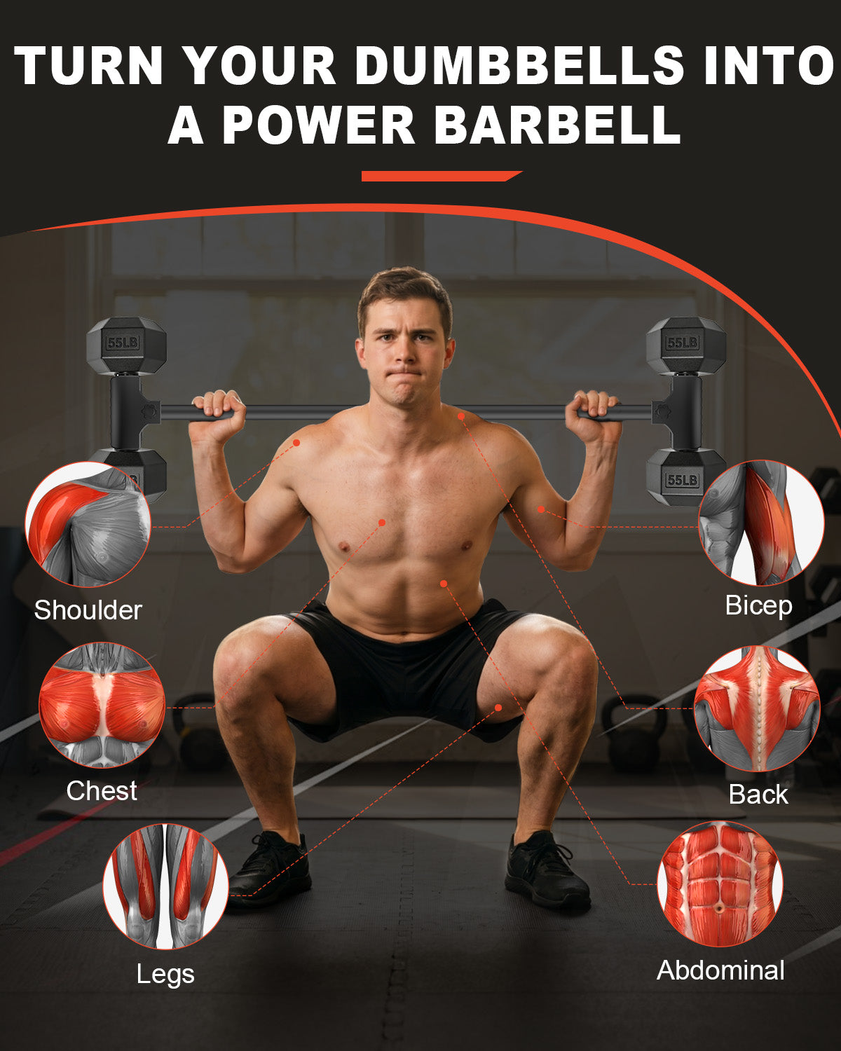 YCZCJJ Dumbbell Barbell Converter Bar, Barbell for Dumbbells Attachment Adjustable Weight up to 200Lb, Home Fitness Uses Dumbbell to Barbell Converter