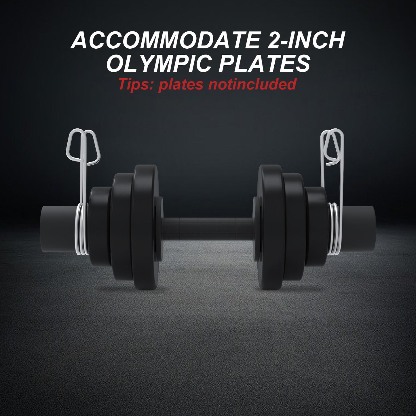 YCZCJJ Olympic Dumbbell Handles, Olympic Dumbbell Bar Barbell for Strength Training, Compatible with 2’’ Standard Plates, 2 Pair of Spring Collars Included